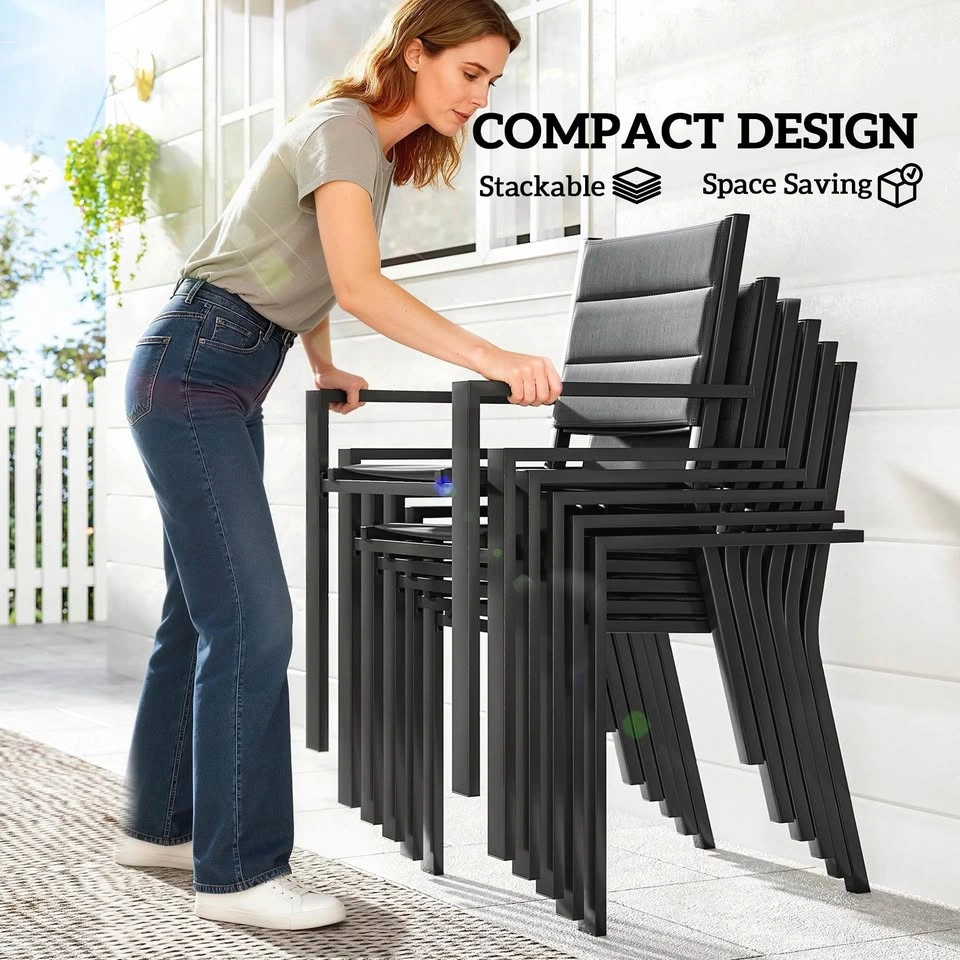 Outsunny Stackable Black Mesh Patio Chairs set of 2 - photo 4