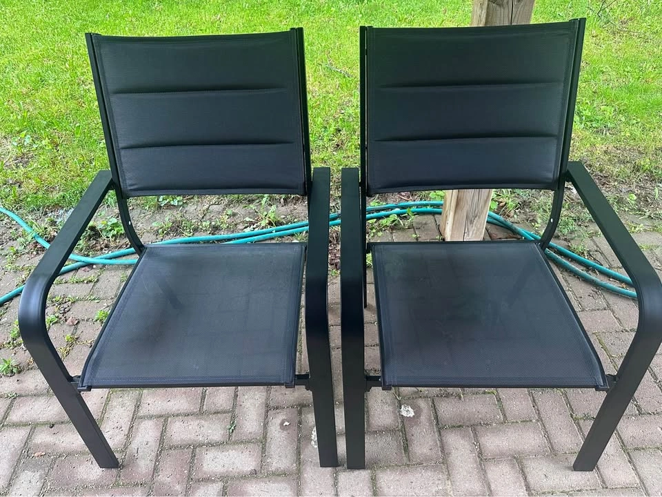 Outsunny Stackable Black Mesh Patio Chairs set of 2 - photo 5