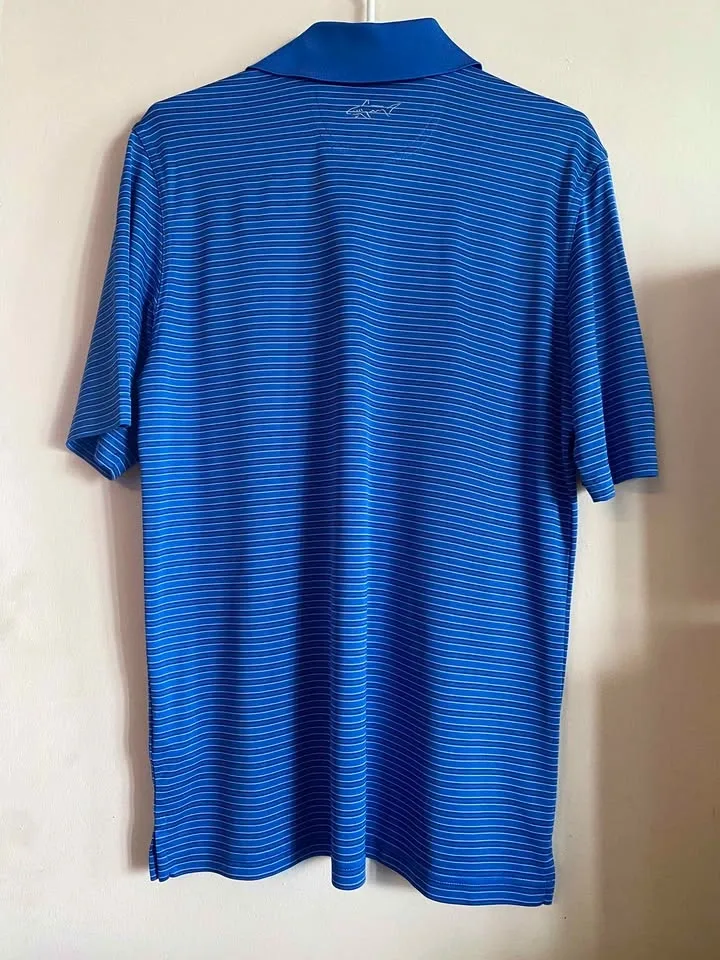 Greg Norman ML75 MICROLX PLAYDRY Blue Striped Polo Shirt S/P - photo 3