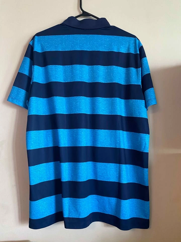 Nike Golf Dri-Fit Blue Navy Striped Polo Shirt L - photo 3