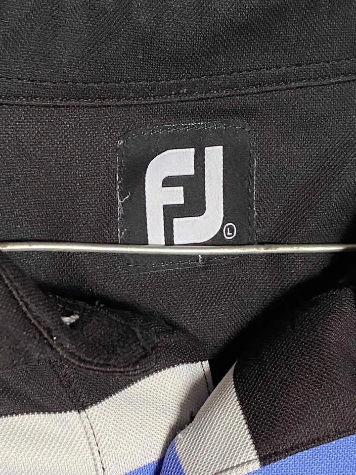 FootJoy Black Blue Grey Stripe Polo Shirt Large - photo 2