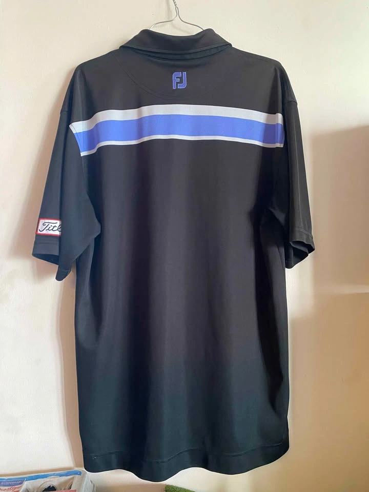 FootJoy Black Blue Grey Stripe Polo Shirt Large - photo 3