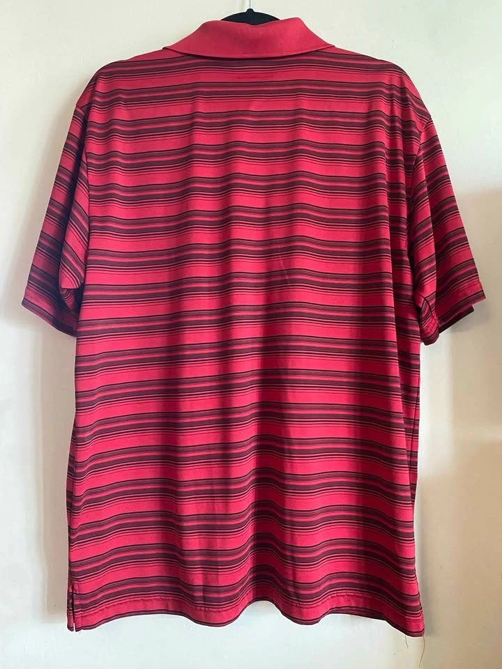 PGA TOUR Airflux Polo Shirt Red Black Stripe Large - photo 3