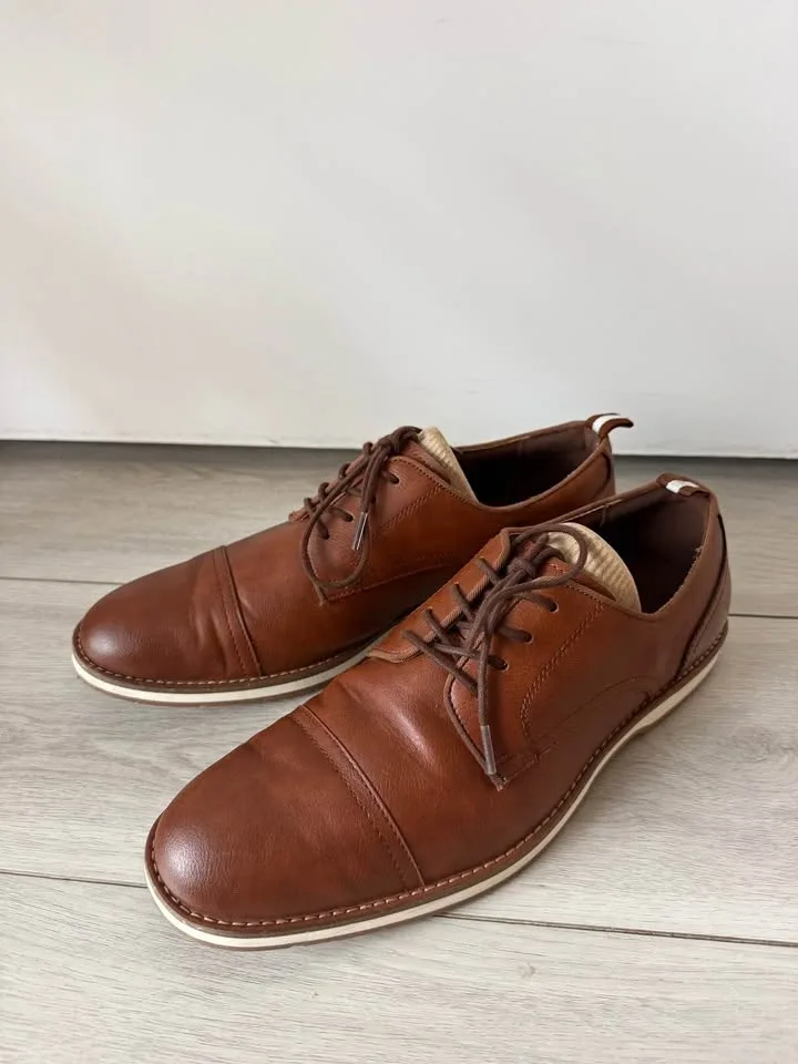 Call It Spring Men's Brown Vegan Cap Toe Dress Shoes