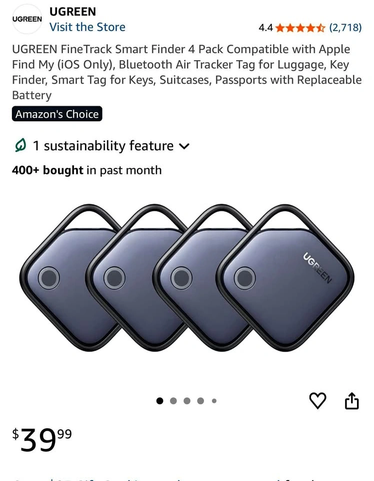 UGREEN FineTrack airtag Smart Finder 2 Pack for Apple Find My