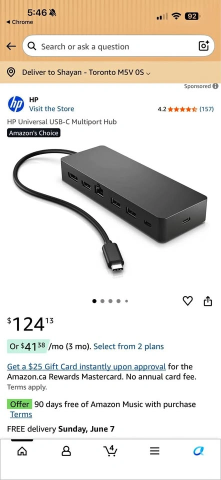 HP Universal USB-C Multiport Hub 50H55UT