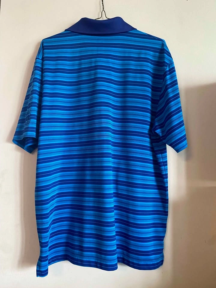 PGA TOUR Airflux Men's Blue Striped Polo Shirt Large - photo 2