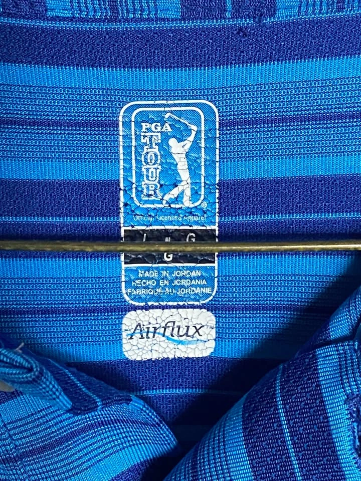 PGA TOUR Airflux Men's Blue Striped Polo Shirt Large - photo 3
