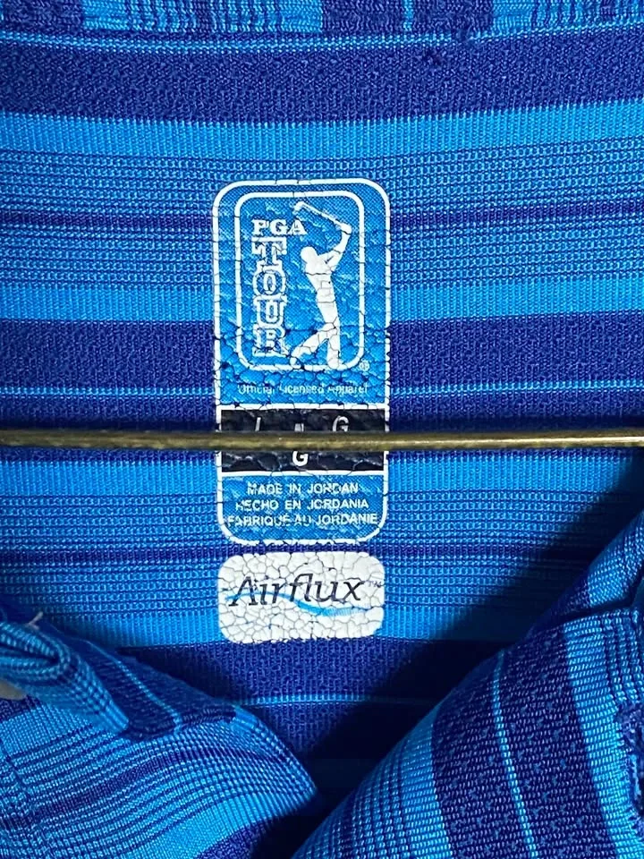 PGA TOUR Airflux Men's Blue Striped Polo Shirt Large - photo 3
