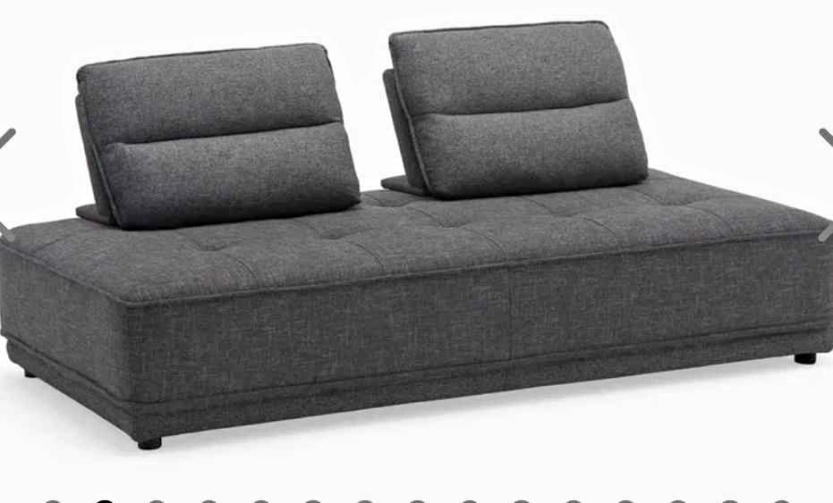 Modern Charcoal Grey Armless Sofa