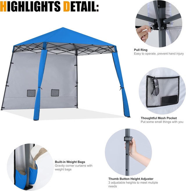 NEW Compact Lightweight Backpack Canopy Beach Tent 8x8/6x6 Blue - photo 2