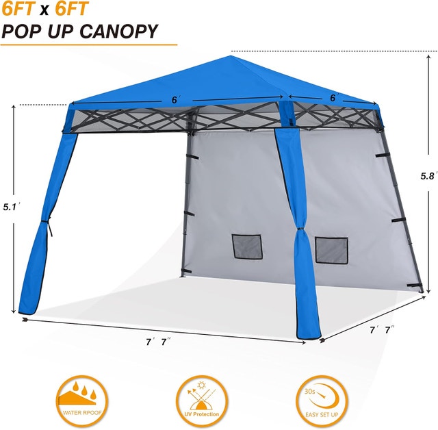 NEW Compact Lightweight Backpack Canopy Beach Tent 8x8/6x6 Blue - photo 3