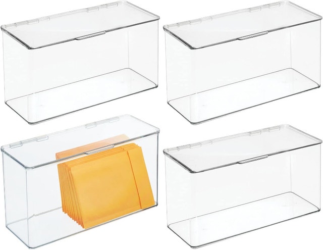 NEW mDesign Large Clear Plastic Stackable Storage Organizer Box