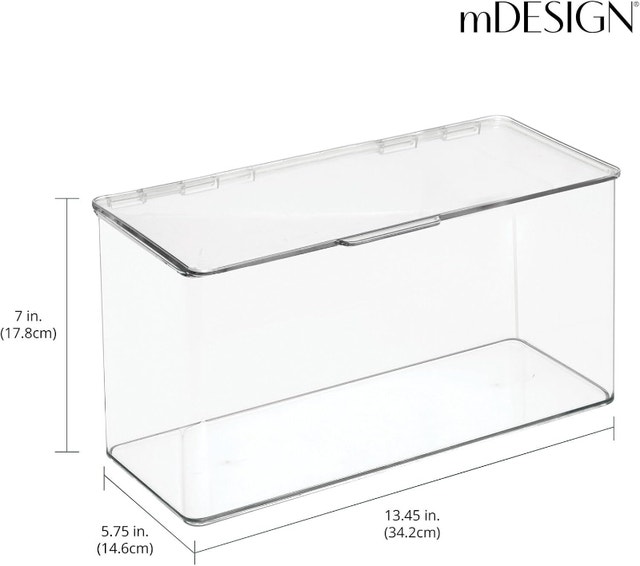 NEW mDesign Large Clear Plastic Stackable Storage Organizer Box - photo 3