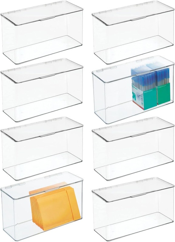 NEW mDesign Large Clear Plastic Stackable Storage Organizer Box - photo 4