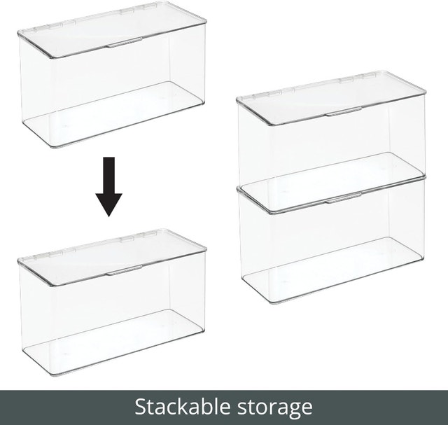 NEW mDesign Large Clear Plastic Stackable Storage Organizer Box - photo 5