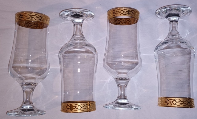 4 Circleware Crystal Footed Ice Tea Glasses - Textured Band Gold - photo 2