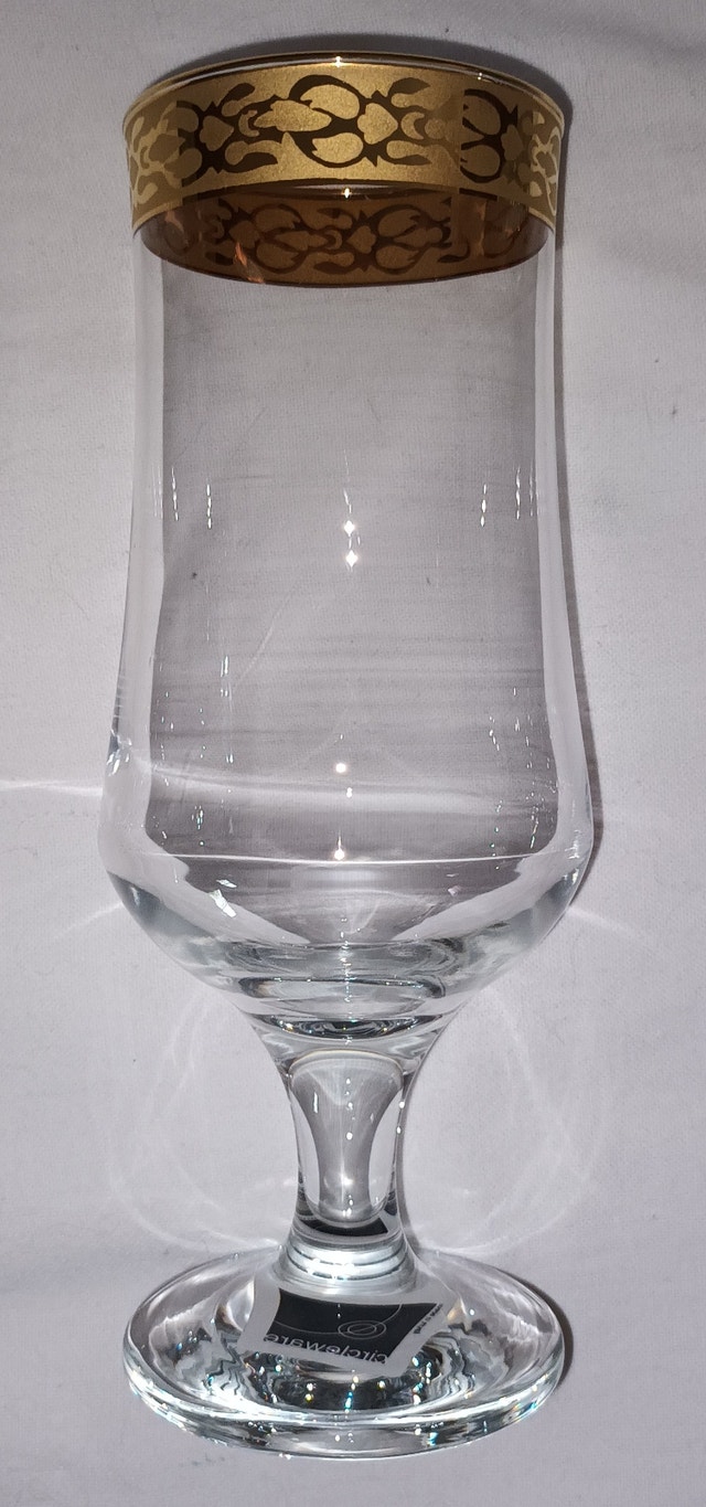 4 Circleware Crystal Footed Ice Tea Glasses - Textured Band Gold - photo 4