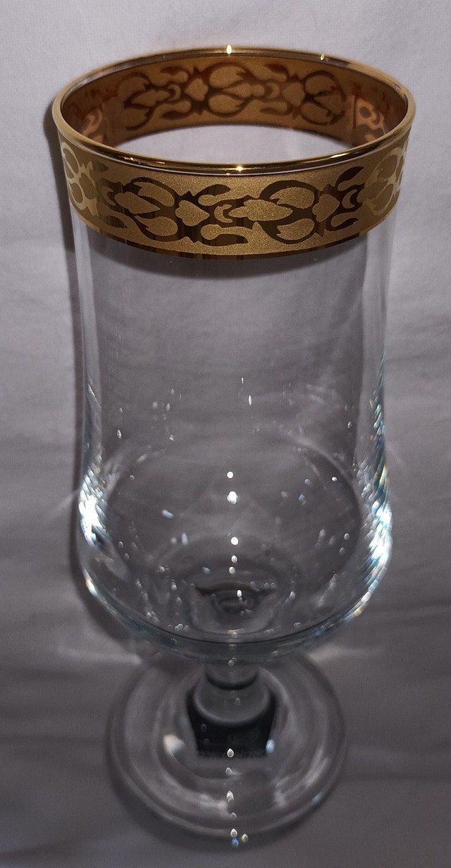 4 Circleware Crystal Footed Ice Tea Glasses - Textured Band Gold - photo 5