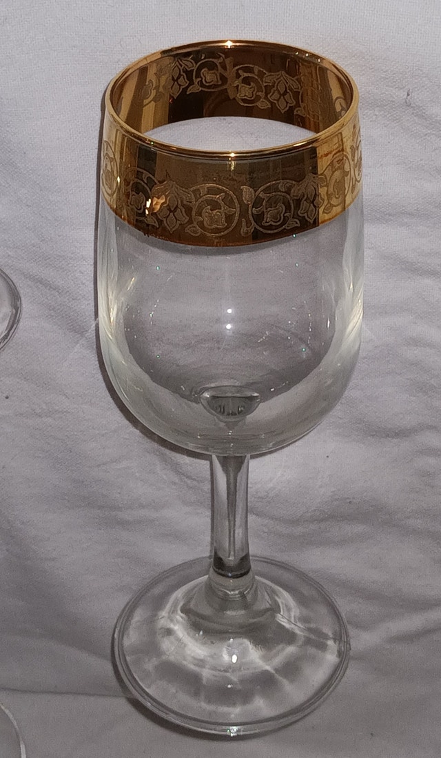 12 x CELLINI Italy Hand Blown Crystal Wine Glasses 24 KT Gold - photo 5