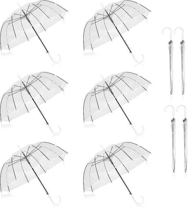 NEW Clear Bubble Umbrellas Canopy Transparent Stick Auto Open