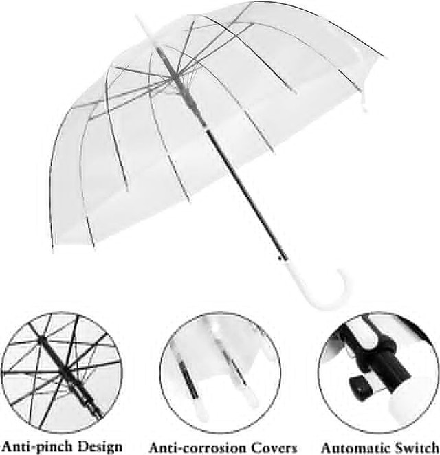 NEW Clear Bubble Umbrellas Canopy Transparent Stick Auto Open - photo 2