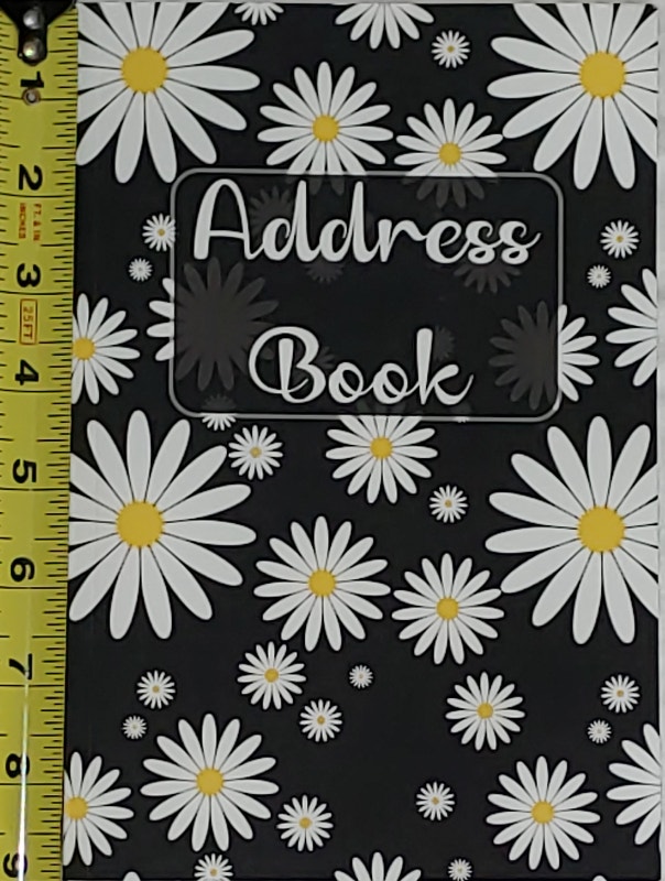 NEW 9" Address Book with B&W Daisies