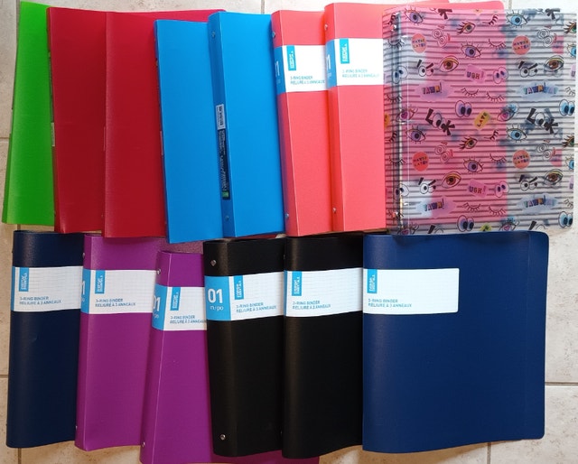 NEW Soft Plastic 1" Binders in a variety of Colours