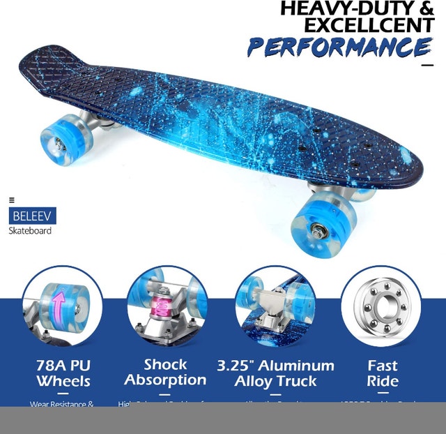NEW BELEEV Skateboard Complete Cruiser Mini Skateboard LEDs - photo 3