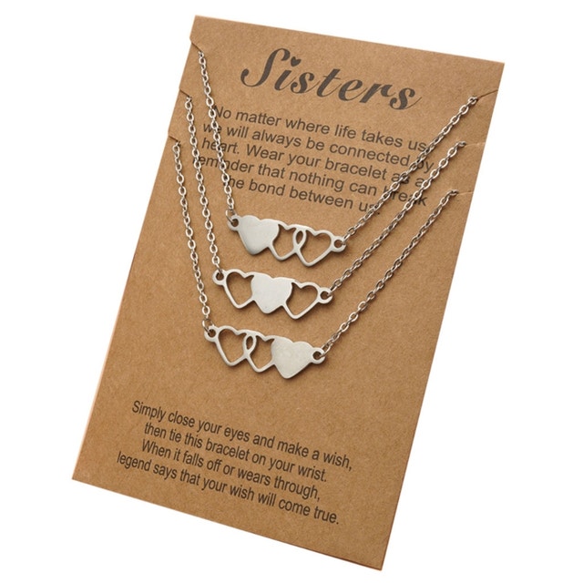 NEW 3 Pcs Heart-shaped Short Necklaces Best Friend Sisters
