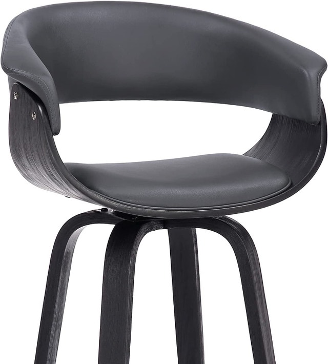 NEW Julyssa 26 Counter Height Swivel Grey Faux Leather Stool - photo 3