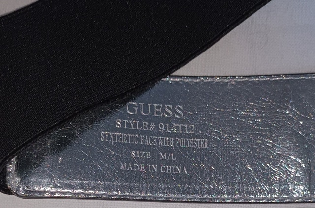 M/L Women's Black Guess Dual Buckle Waist Stretch Snap Belt - photo 3