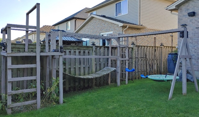 Custom Built Outdoor Play Swing Set, Tower, Bridge, Monkey Bars