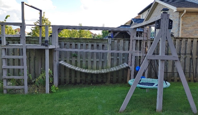 Custom Built Outdoor Play Swing Set, Tower, Bridge, Monkey Bars - photo 2