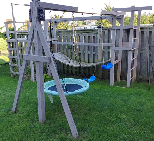 Custom Built Outdoor Play Swing Set, Tower, Bridge, Monkey Bars - photo 5