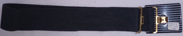 S-M Women's Black Stretch Belt with B&W Stripe Plastic Buckle - photo 2