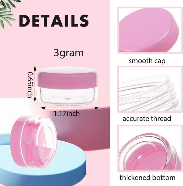 15 NEW Pink 3 Gram Sample Containers with Lids