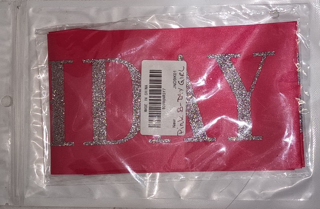 NEW "Birthday Girl" Sash, Pink Satin w Silver Glitter Lettering - photo 3