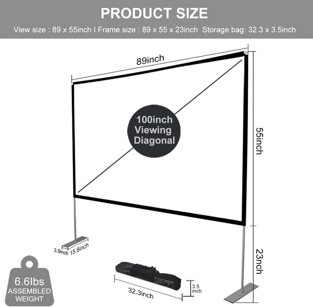NEW Projector Screen 16:9 HD 4K Outdoor Indoor for Home Theater - photo 4