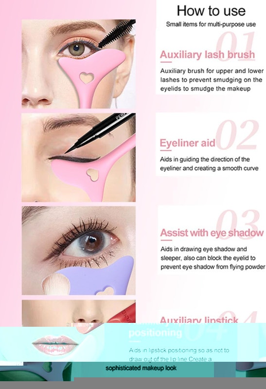 NEW 2 Pcs Pink Silicone Multifunctional Eyeliner Aid Stencils - photo 3