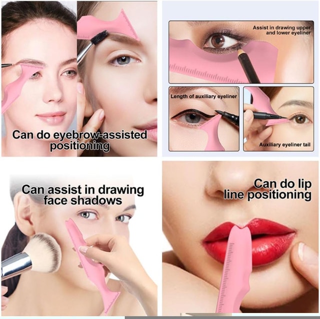 NEW 2 Pcs Pink Silicone Multifunctional Eyeliner Aid Stencils - photo 4