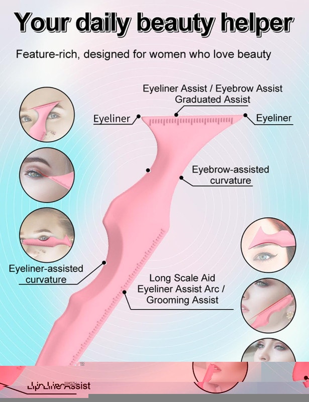 NEW 2 Pcs Pink Silicone Multifunctional Eyeliner Aid Stencils - photo 5