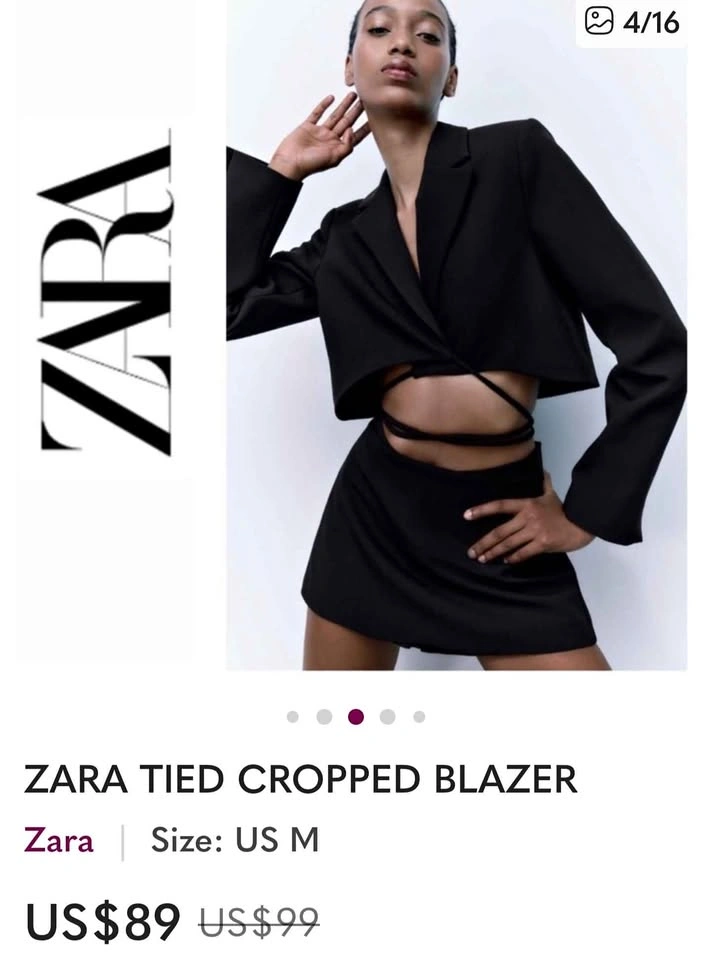 Zara tide cropped blazer