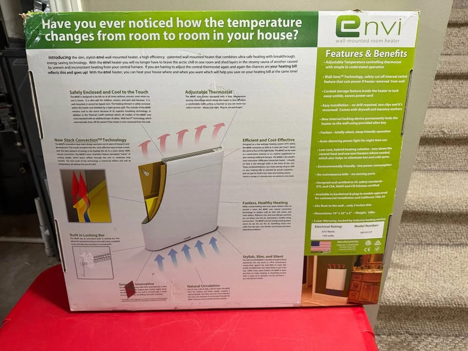 Envi 220v Hardwired Electric Panel Wall Heater - 3rd Gen - photo 2
