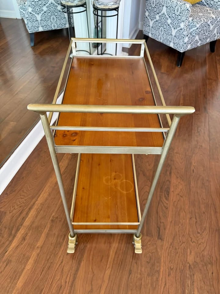 Rolling Bar Cart. Metal + Wood