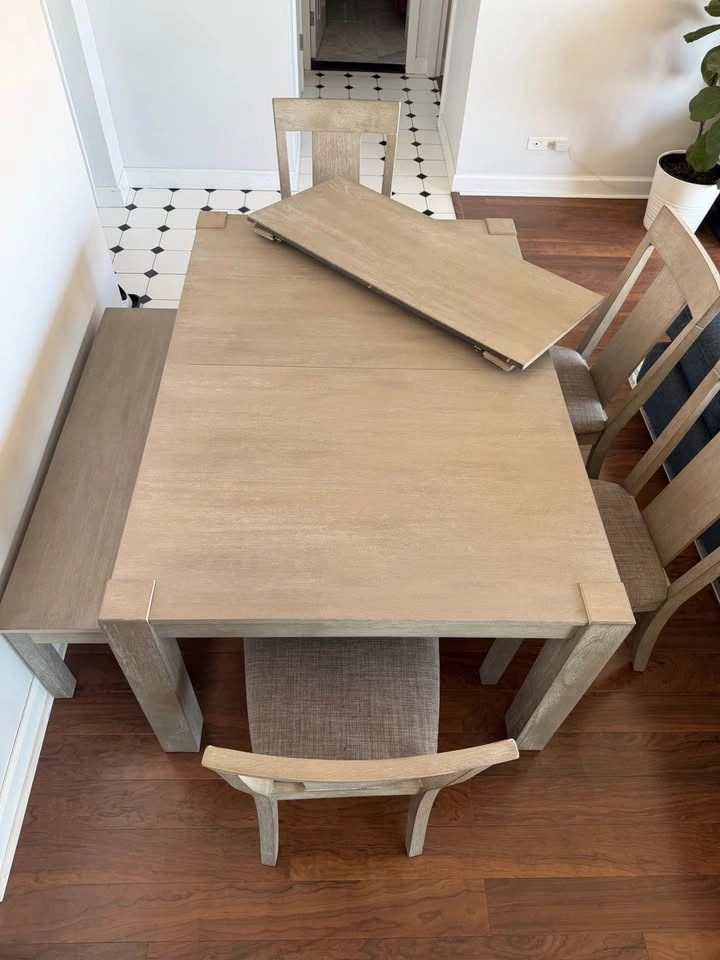 Light Wood Dining Set – Table + 4 Chairs + Bench - photo 4