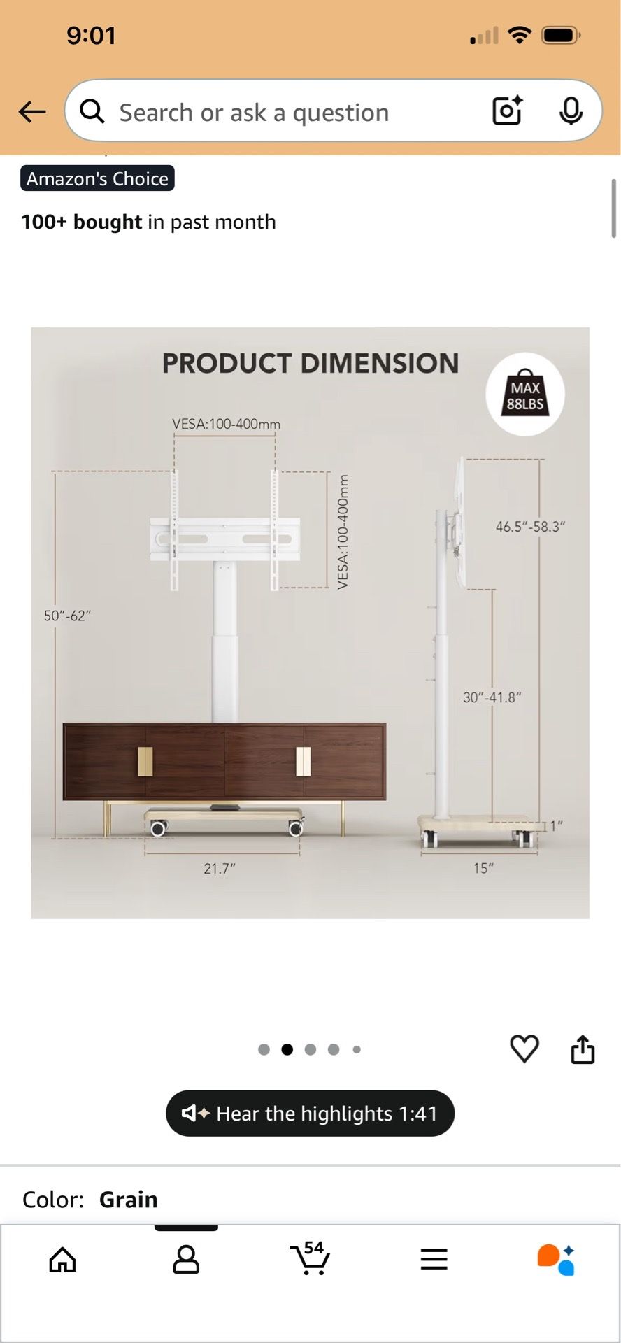 Mobile TV Stand for 27 to 65 in TVs - photo 4