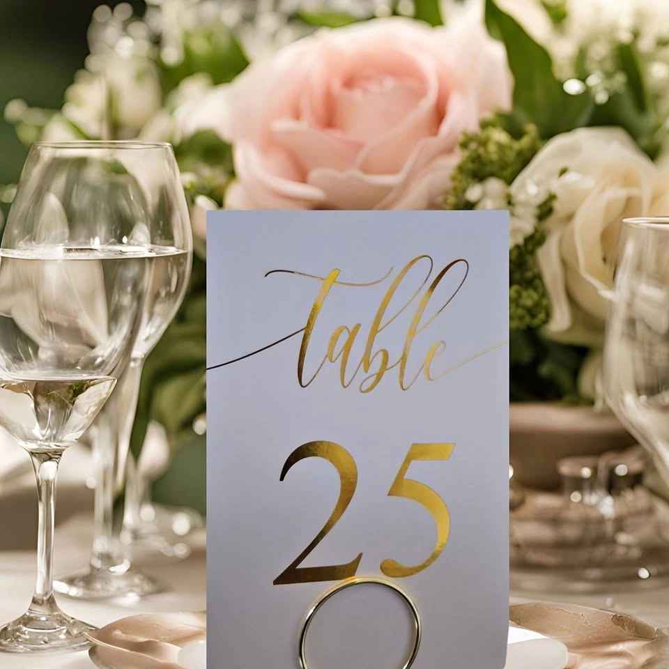 Gold Foil Script Table Numbers & Head Table Sign