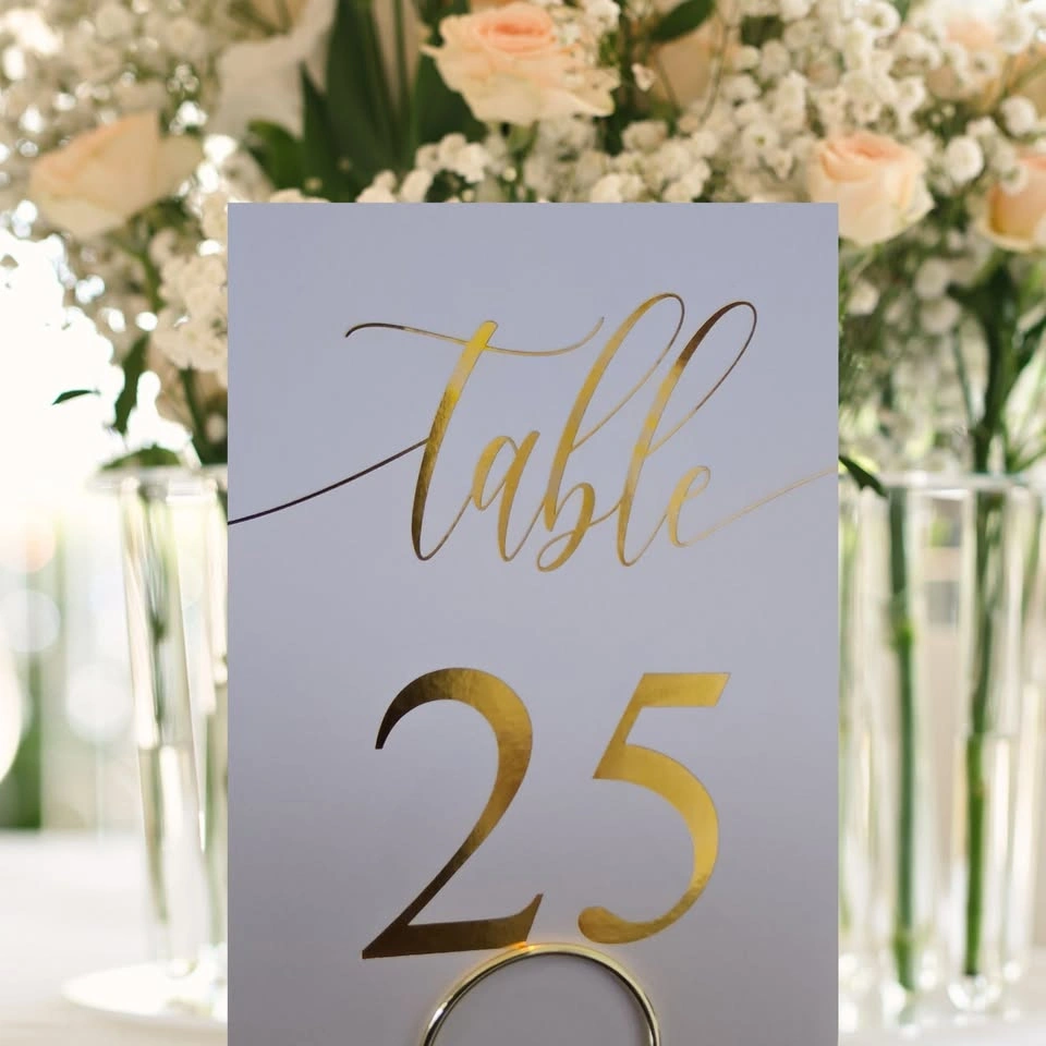 Gold Foil Script Table Numbers & Head Table Sign - photo 2