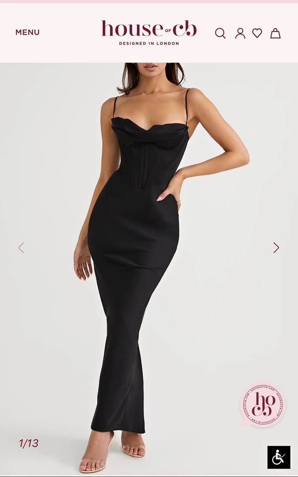XS House of CB Black Corset Maxi Dress